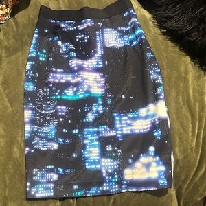 Milly Black and Blue Nightscape Pencil Skirt